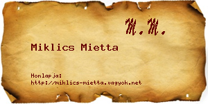 Miklics Mietta névjegykártya