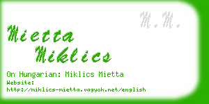 mietta miklics business card